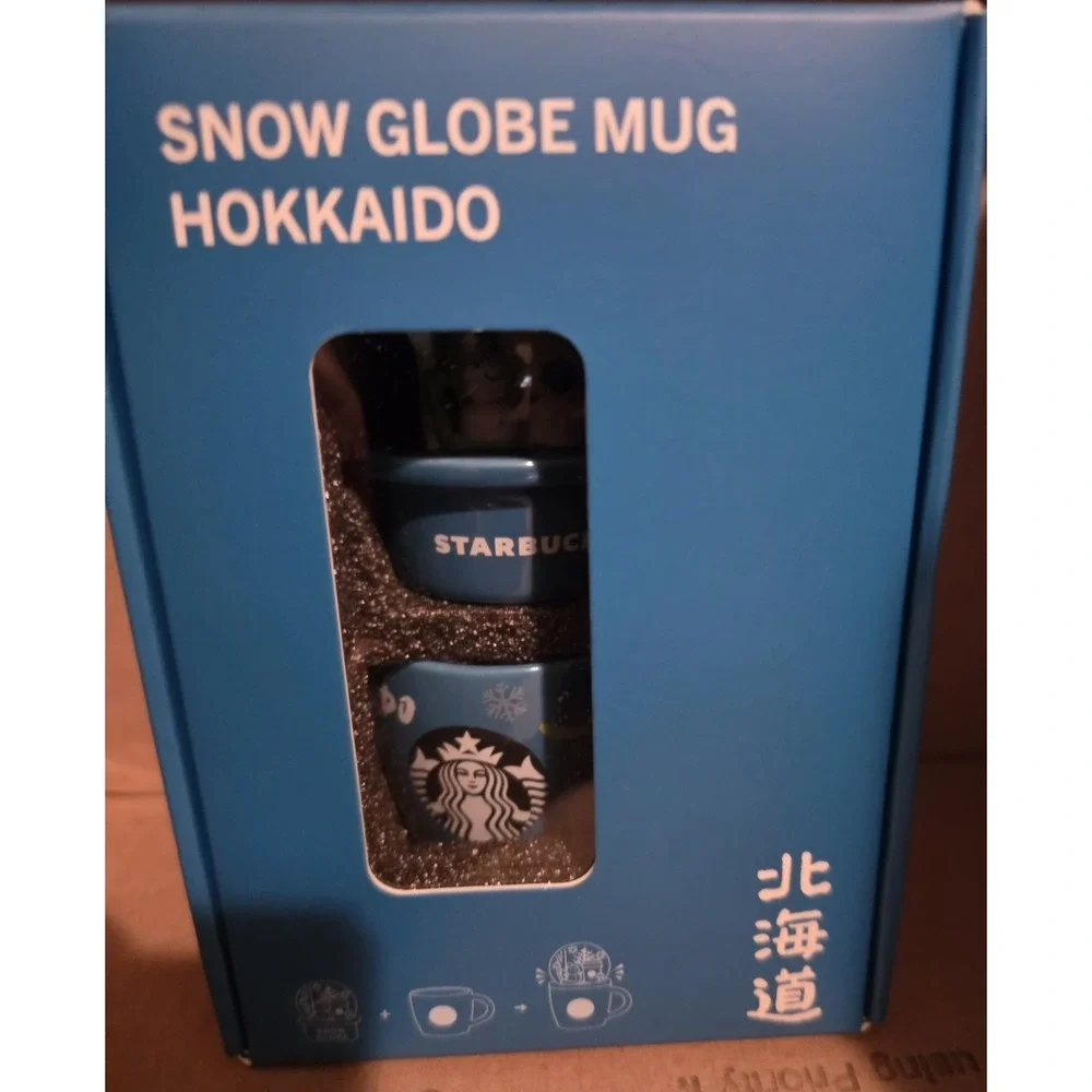 Starbucks Japan Hokkaido Snow Globe Mug Blue Limited Edition New in Box NIB